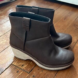 Merrell Size 7.5 M HALENDI BLUFF Espresso Brown Leather Boots Women's Shoes